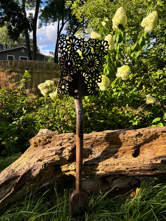 Antique Shovel - Hand Cut - Flower Design