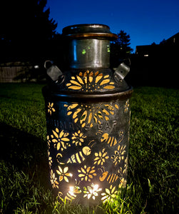 Vintage XL Oil Can Bee and Dragonfly Luminary