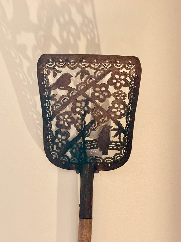 Antique Shovel - Hand Cut - Bird and Flower Silhouette