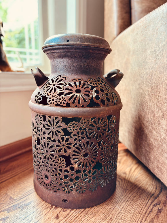 Antique Flower Milk Can