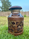 Vintage Milk Can Luminary - Flower Meadow and Butterfly