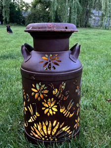 Buzzing Bee Milk Can Vintage Luminary