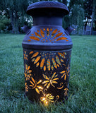 Vintage Dragonfly Milk Can Luminary