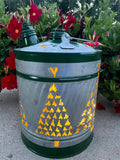 Large Christmas Tree Gas Can Luminary - Green Stripes