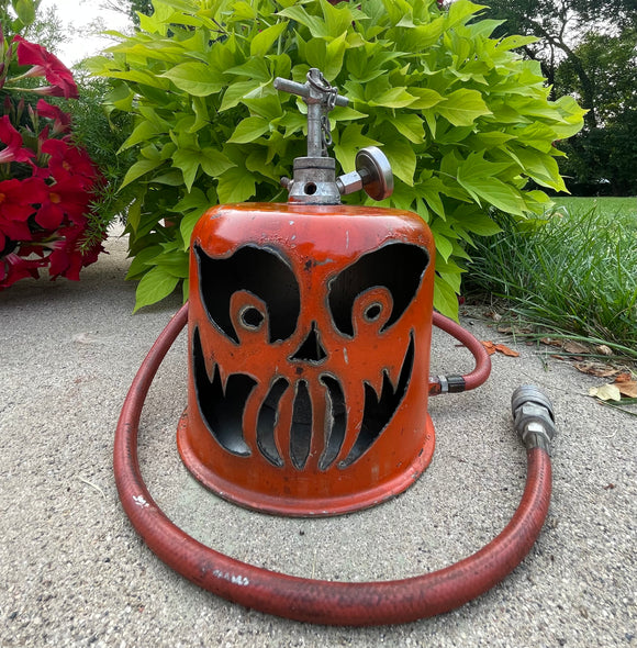 Antique Orange Air Compressor Jack-o-Lantern