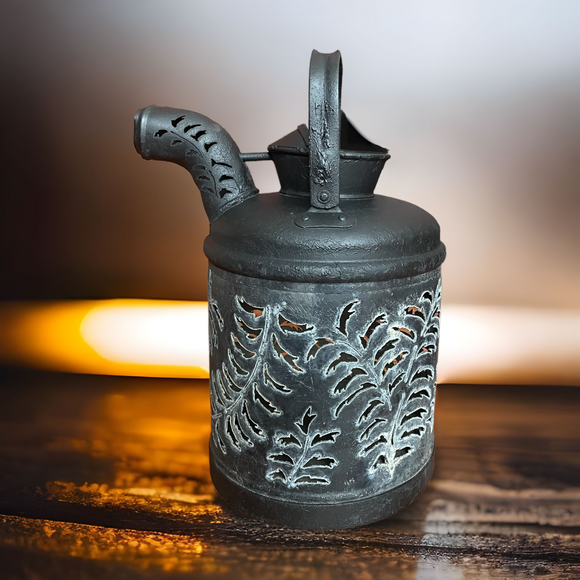 Antique Hand-Cut Oil Can Luminary