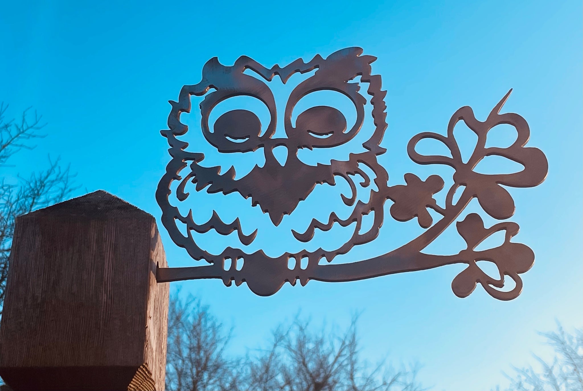 Handcrafted Metal Yard Art Owl Garden Stake